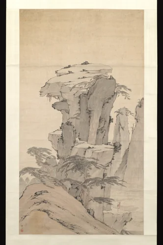Scholar Contemplating Towering Rock by Unidentified Artist, painting, 1900-1999