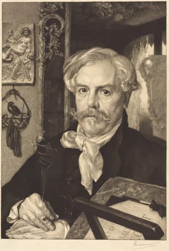 Edmond de Goncourt by Félix Bracquemond, print, 1882
