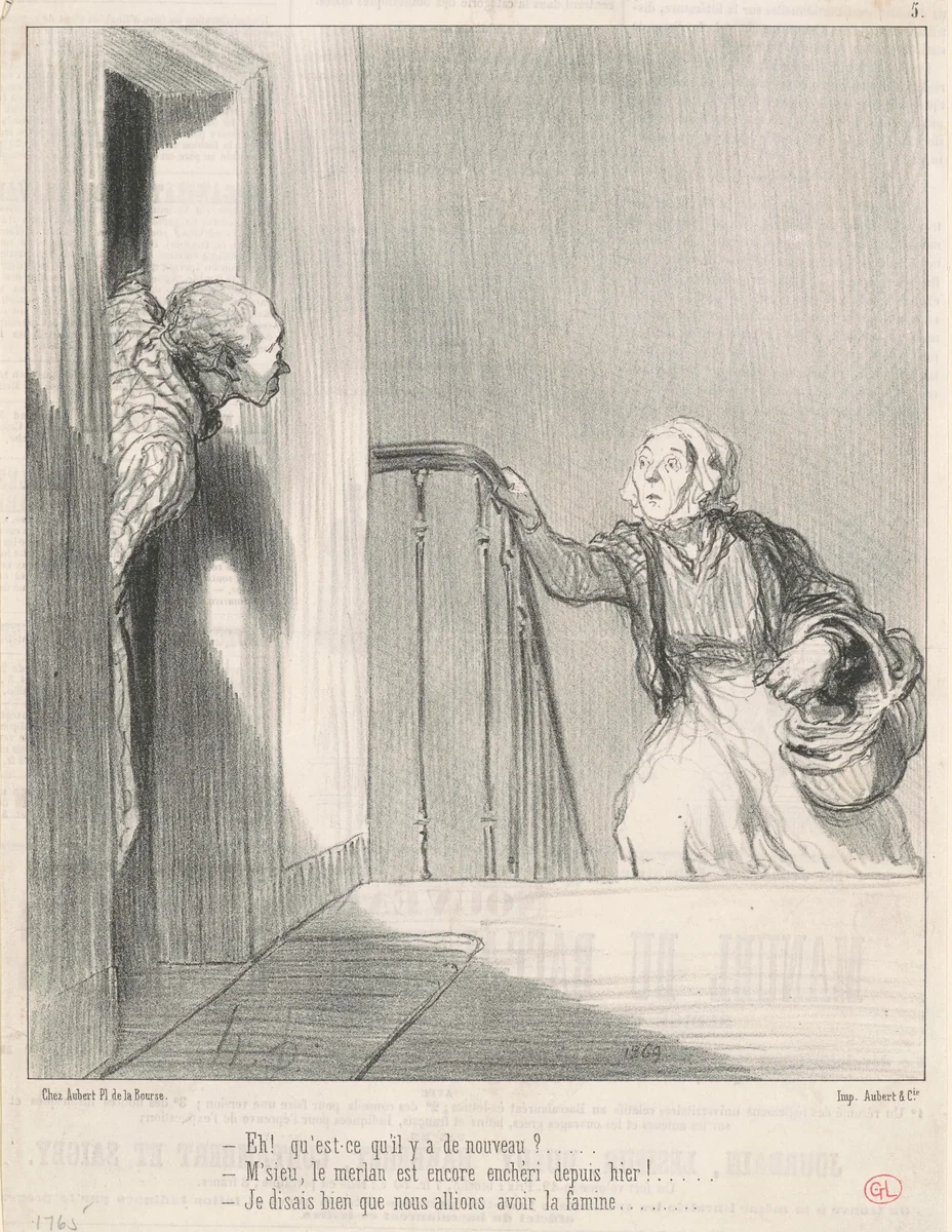 Eh! Qu'est-ce qu'il y a de nouveau? ... by Honoré Daumier, print, 1848