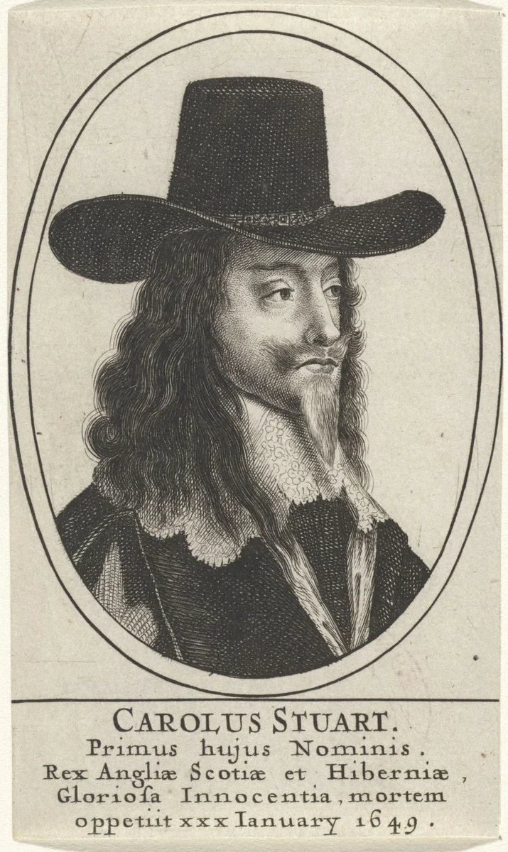 Portret van Karel I, koning van Engeland by anonymous, print, 1649-1727