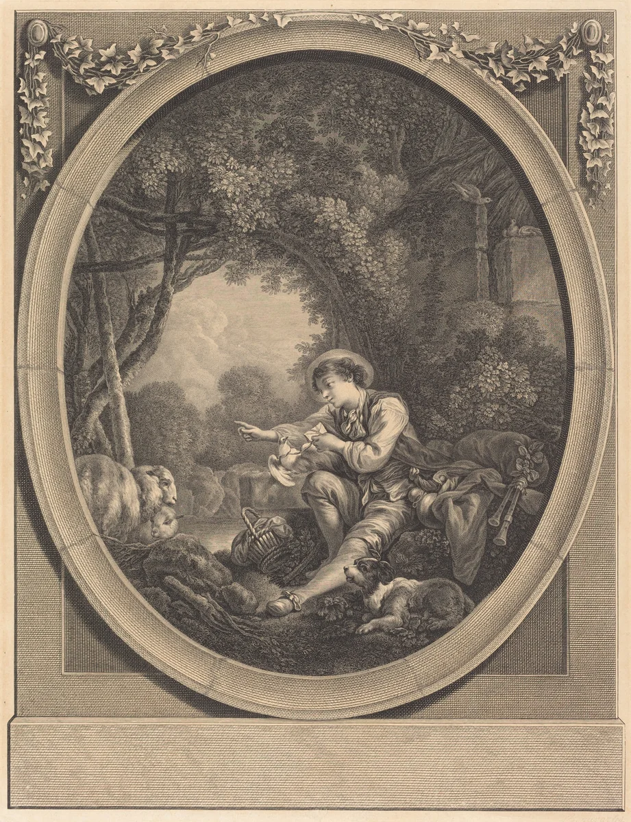 Le Départ du Courrier by Jacques Firmin Beauvarlet, print, 1731-1797