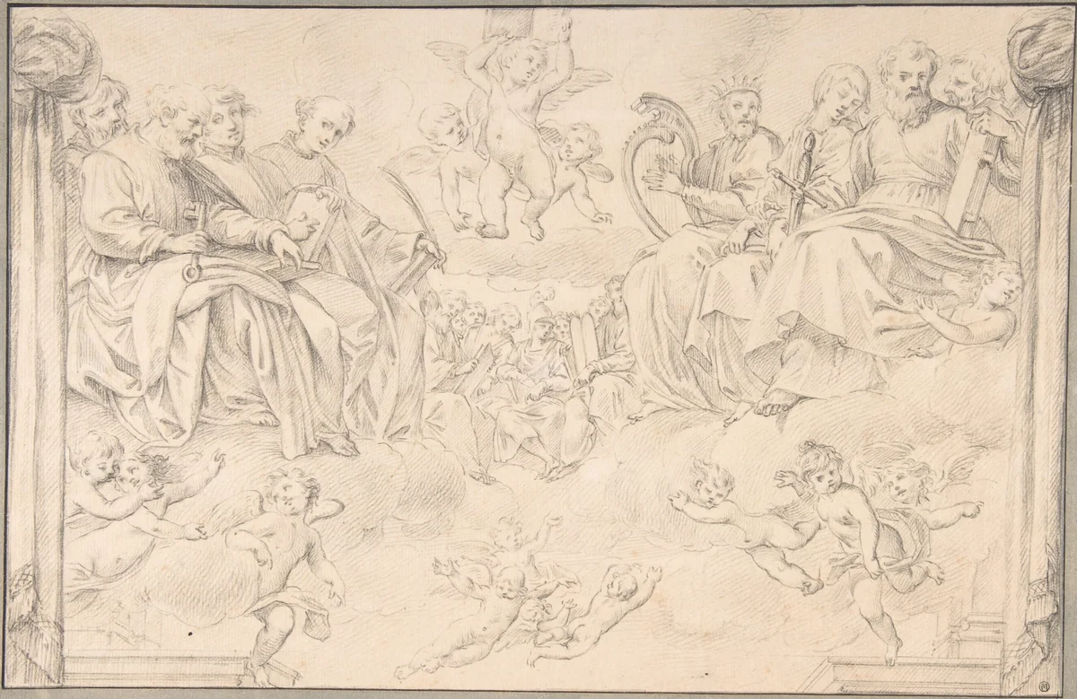 Prophets and Saints in Glory, after Bernardino Poccetti by Santi Pacini, drawing, 1735-1790
