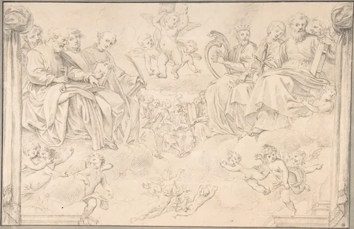 Prophets and Saints in Glory, after Bernardino Poccetti by Santi Pacini, drawing, 1735-1790