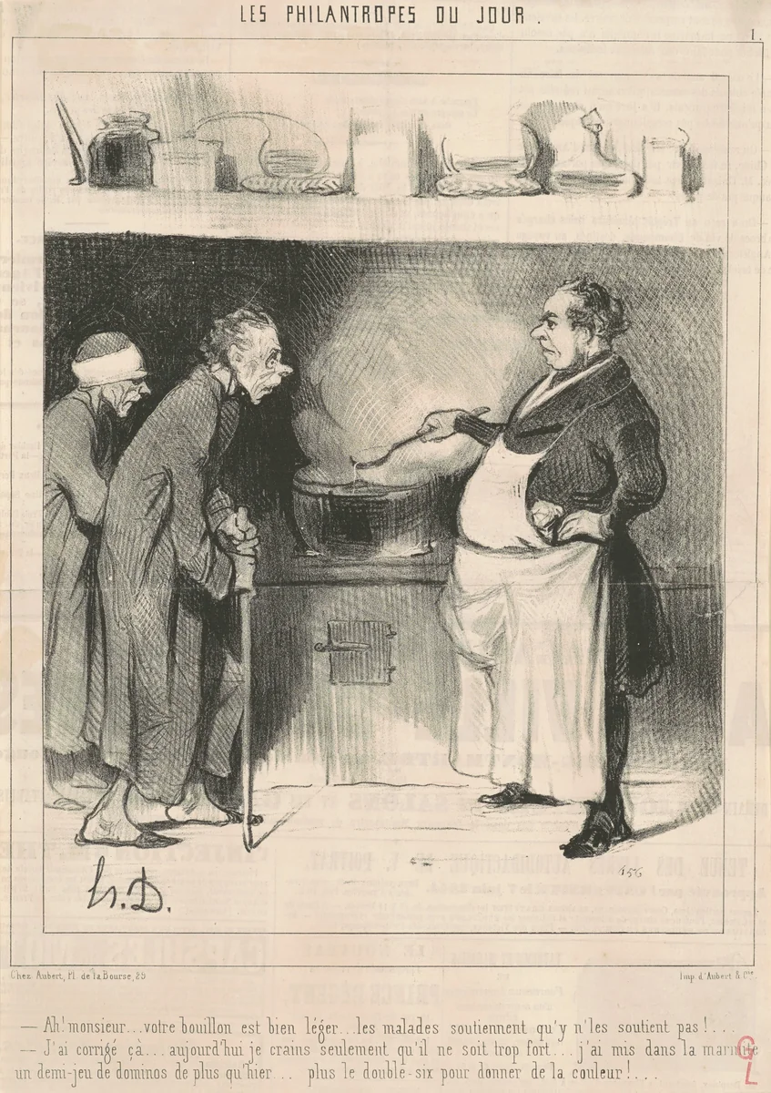 Ah! Monsieur ...votre bouillon est ... by Honoré Daumier, print, 1844