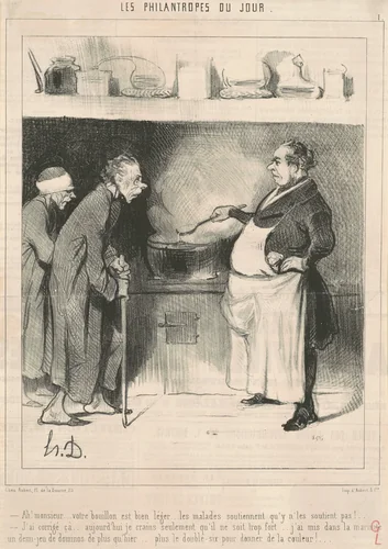 Ah! Monsieur ...votre bouillon est ... by Honoré Daumier, print, 1844