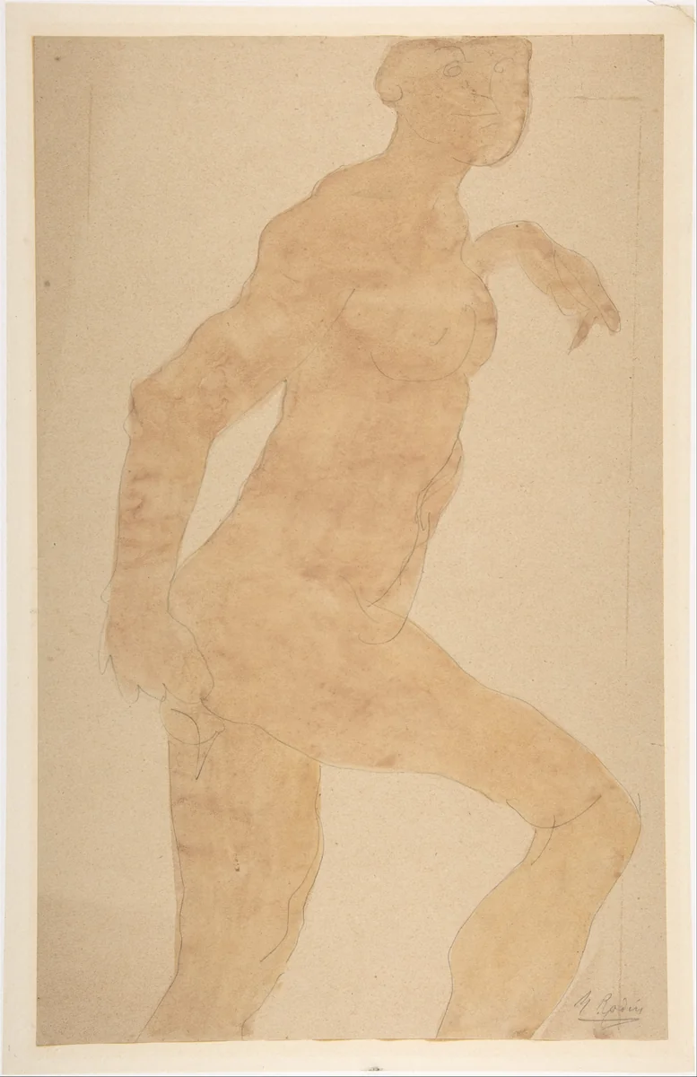 Standing Female Nude by Auguste Rodin, drawing, 1855-1917