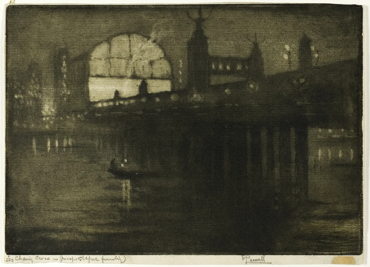 Charing Cross at Night by Joseph Pennell, print, 1896