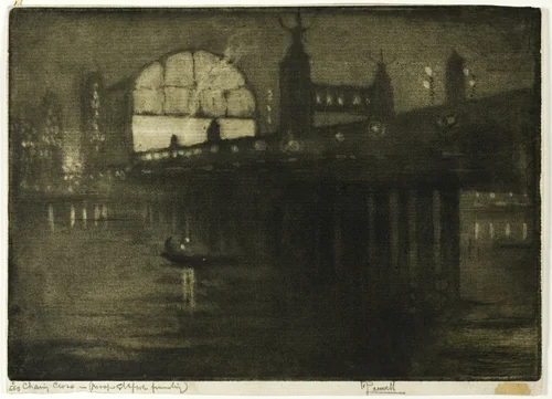 Charing Cross at Night by Joseph Pennell, print, 1896