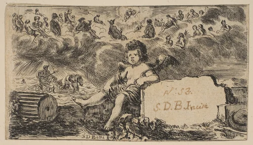 Title page: Cupid, from 'Game of Mythology' (Jeu de la Mythologie) by Stefano della Bella, print, 1644