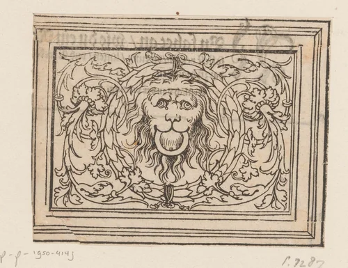 Model voor een ornament met een leeuwekop by anonymous, print, 1565