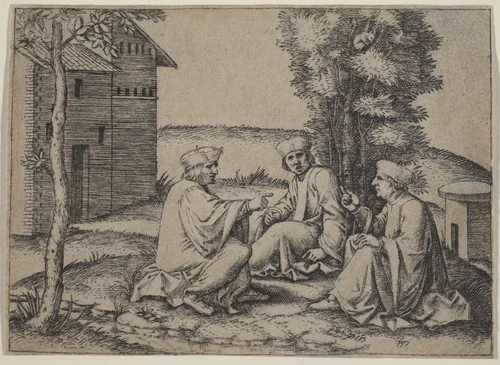 The Three Doctors by Marcantonio Raimondi, print, 1480-1534