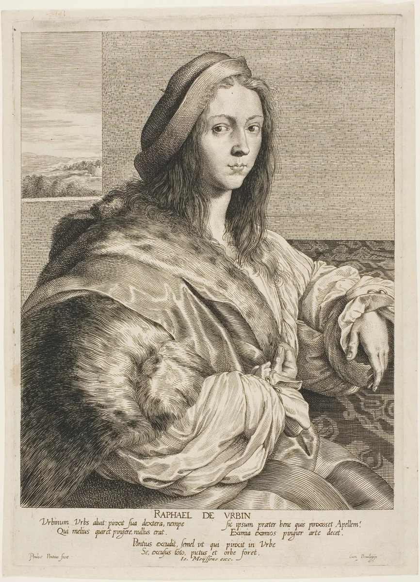 Portrait of Raphael by Paul Pontius, print, 1623-1658