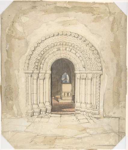 Doorway, Heckingham Church by John Sell Cotman, drawing, 1813-1823
