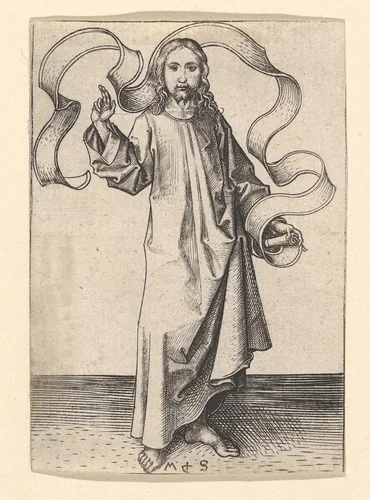 Christ in an Attitude of Benediction by Martin Schongauer, print, 1470-1491
