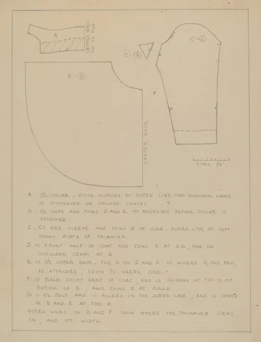 Coat (Pattern) by Mina Greene, index of american design, 1935-1942