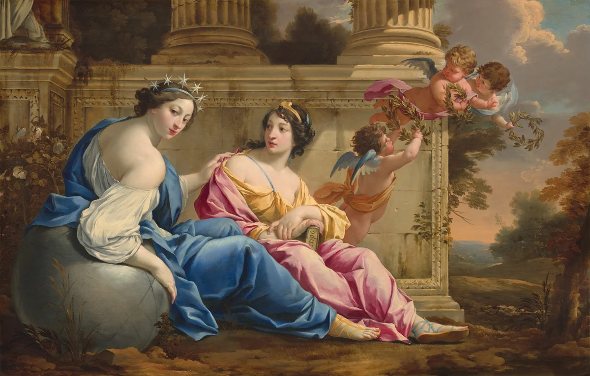 The Muses Urania and Calliope by Simon Vouet, painting, 1634