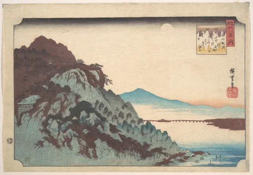 The Autumn Moon at Ishiyama on Lake Biwa. by Utagawa Hiroshige (歌川広重), print, 1825-1845