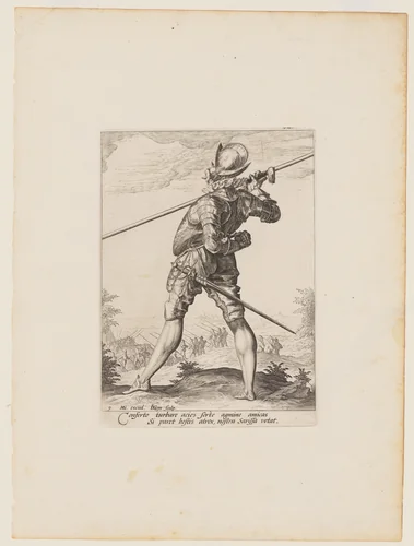 Pikeman, from Officers and Soldiers of the Bodyguard of Emperor Rudolph II by Jacques de Gheyn II, print, 1587