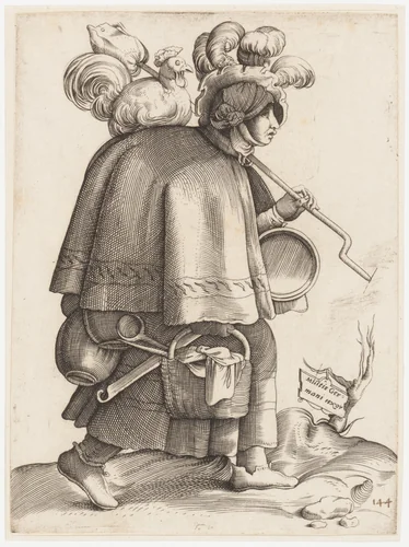 Costume Plate: Wife of a Warrior from Germany by Enea Vico, print, 1553-1575