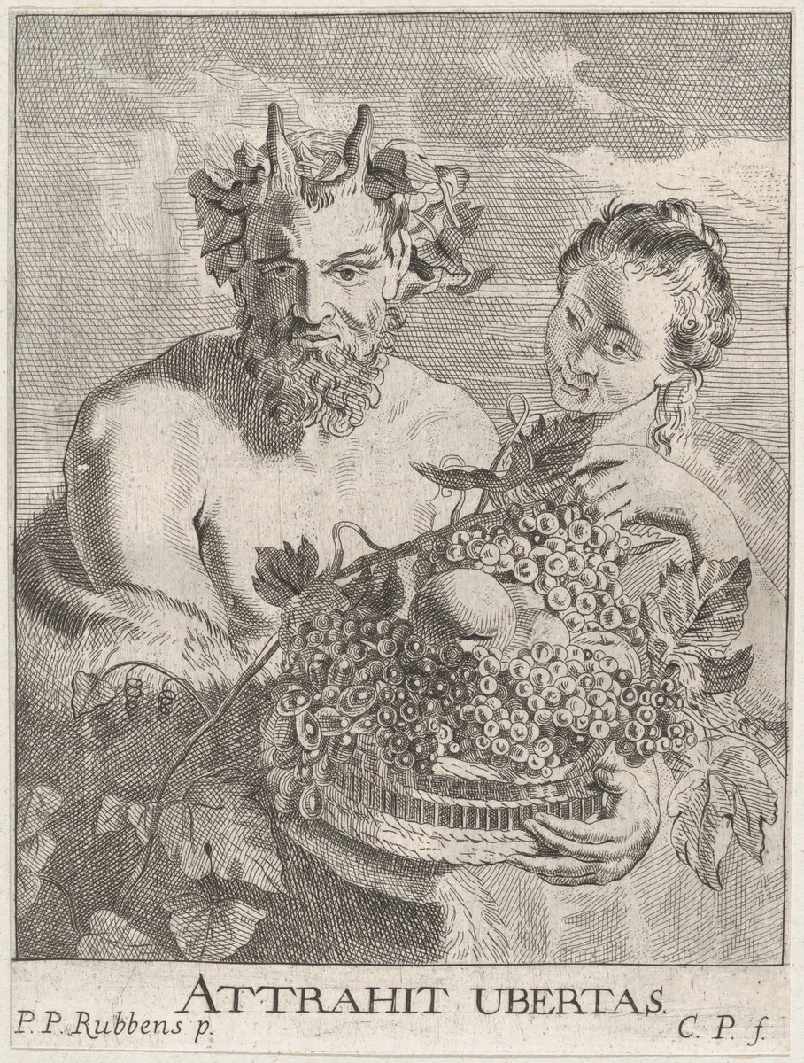 Satyr and Bacchante by Cornelis van Poelenburch, print, 1645-1667
