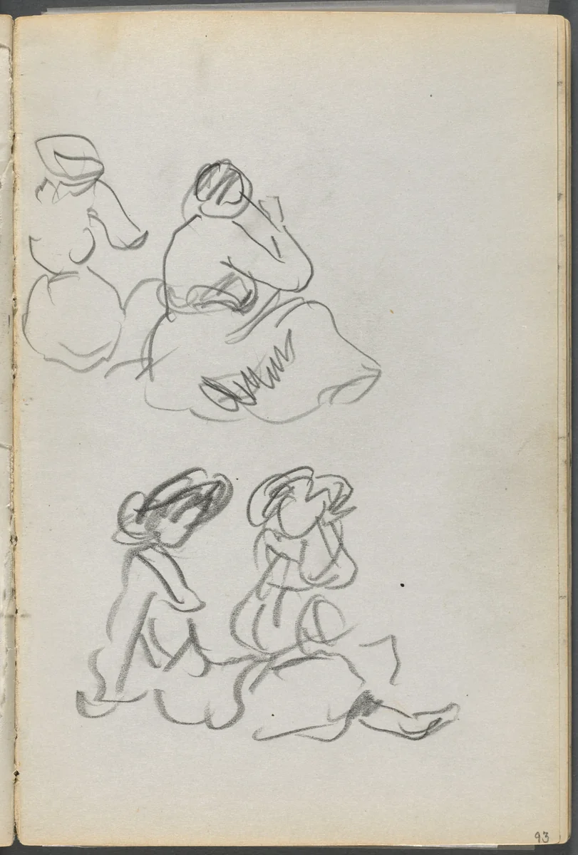 Sketchbook, The Dells, N° 127, page 093: Seated Figures by Maurice Prendergast, book, 1919-1921