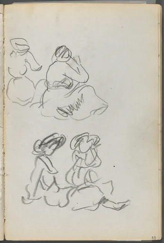 Sketchbook, The Dells, N° 127, page 093: Seated Figures by Maurice Prendergast, book, 1919-1921