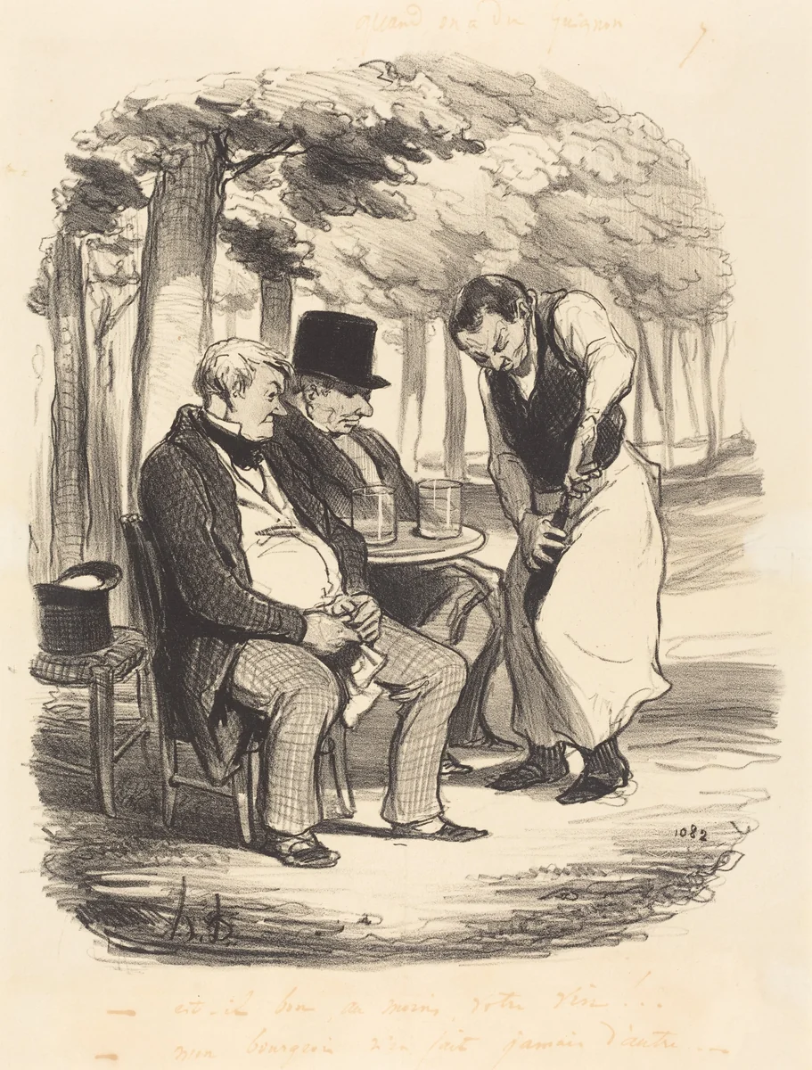 Est-il bon, au moins, votre vin!... by Honoré Daumier, print, 1848