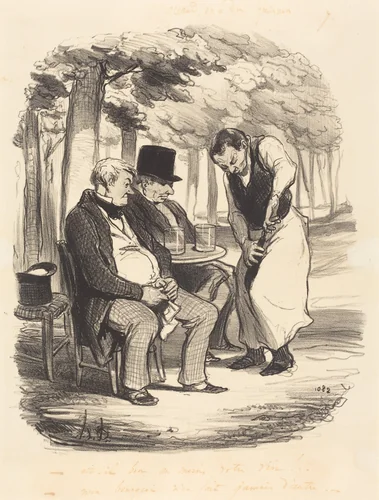 Est-il bon, au moins, votre vin!... by Honoré Daumier, print, 1848