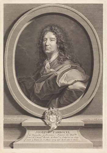 Joseph Parrocel by Johann Georg Wille; Hyacinthe Rigaud, print, 1744