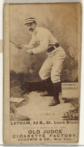 Arlie Latham, 3rd Base, St. Louis Browns, from the Old Judge series (N172) for Old Judge Cigarettes by Goodwin & Company, photograph, 1888