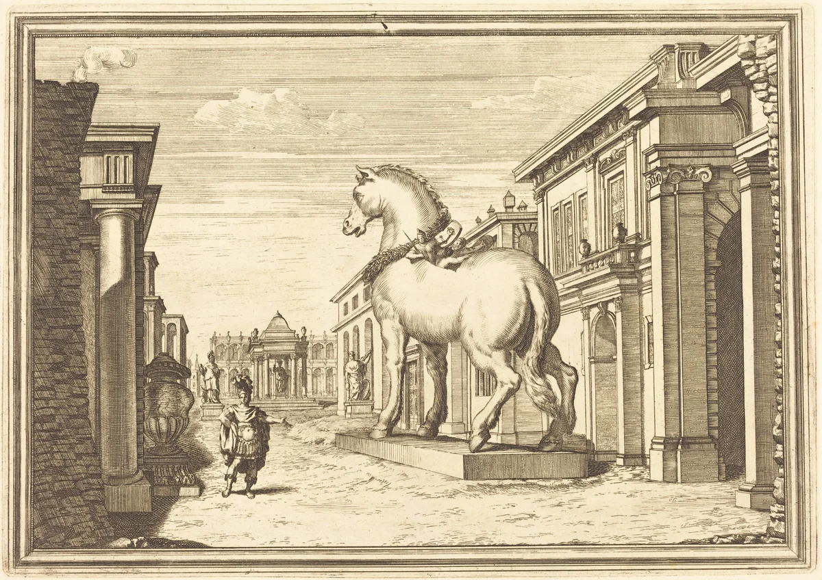 Il Greco in Troia: Plate 2 by Arnold von Westerhout, print, 1651-1725