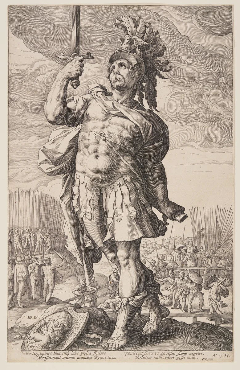 Publius Horatius, from The Roman Heroes by Hendrick Goltzius, print, 1586