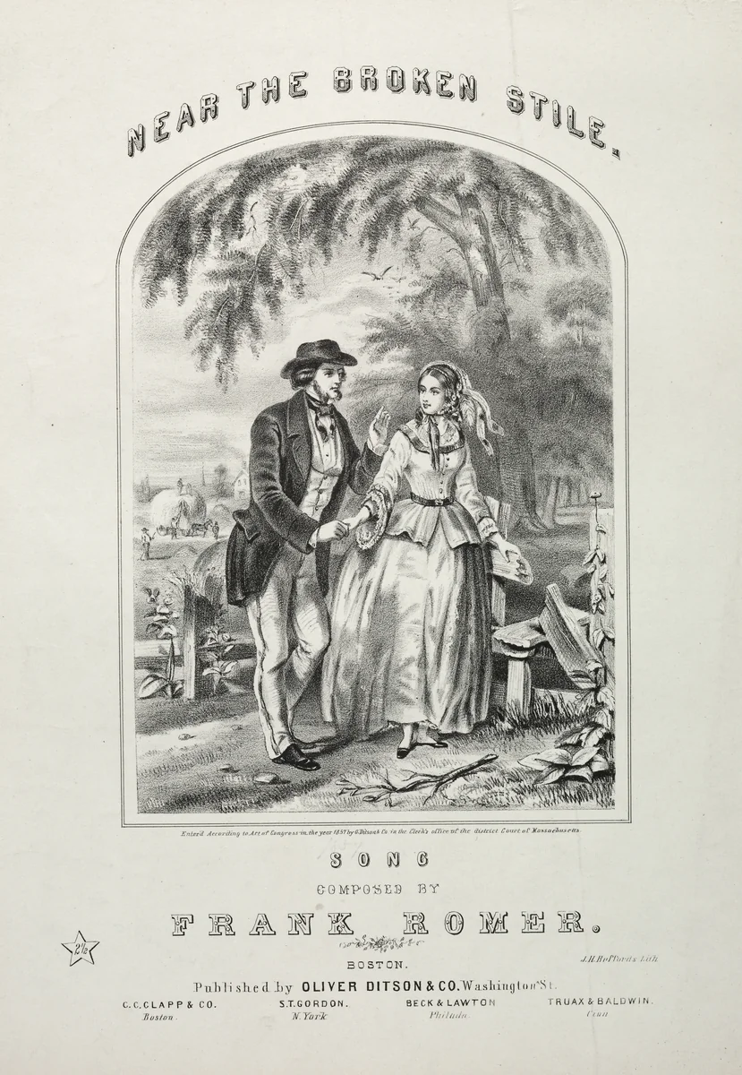Near the Broken Stile - Sheet Music Cover by Winslow Homer, print, 1852-1862
