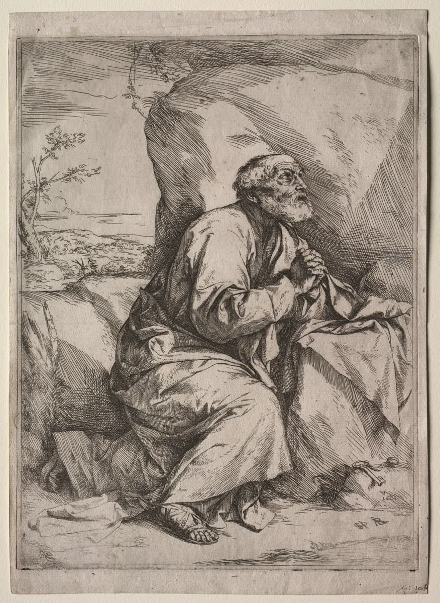 The Penitent St. Peter by Jusepe de Ribera, print, 1616-1626