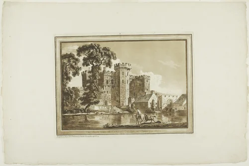 The South Gate of Cardiff Castle in Glamorgan Shire, plate two from Twelve Views in South Wales by Paul Sandby, print, 1775