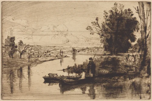 Thames Fishermen by Francis Seymour-Haden, print, 1859