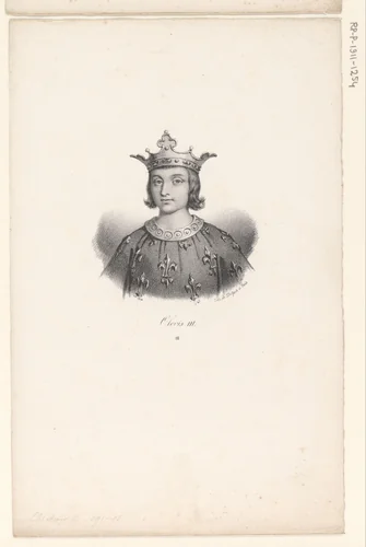 Portret van koning Clovis III by anonymous, print, 1818-1842