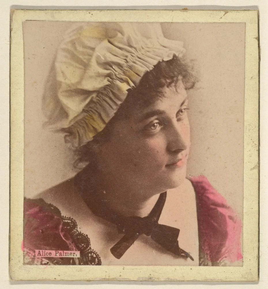 Alice Palmer, from the Actresses series (N246), Type 2, issued by Kinney Brothers to promote Sporting Extra Cigarettes by Kinney Brothers Tobacco Company, photograph, 1888-1892