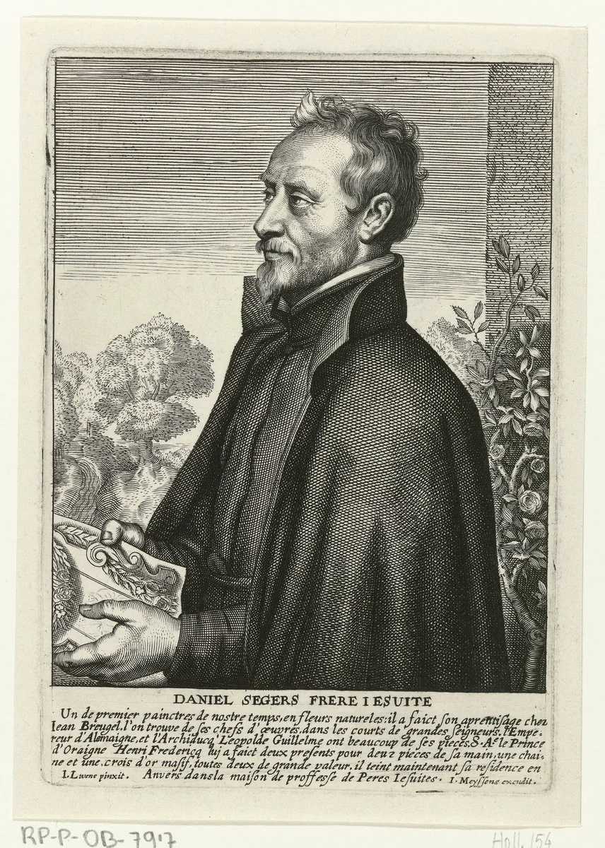 Portret van Daniël Seghers by Pieter de Jode, print, 1628-1670