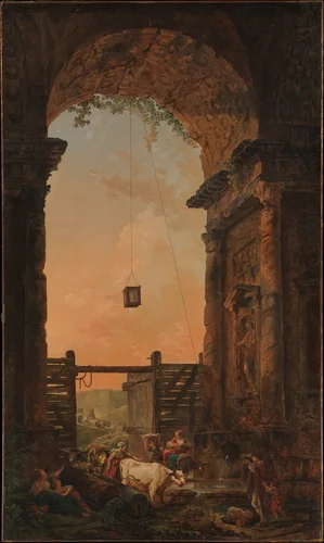 The Return of the Cattle by Hubert Robert, painting, 1773-1775