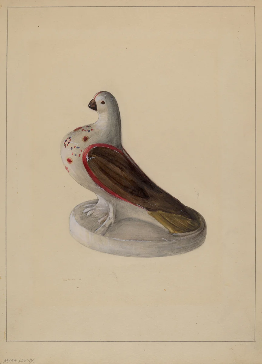 Chalkware Pigeon Figurine by Mina Lowry, index of american design, 1937
