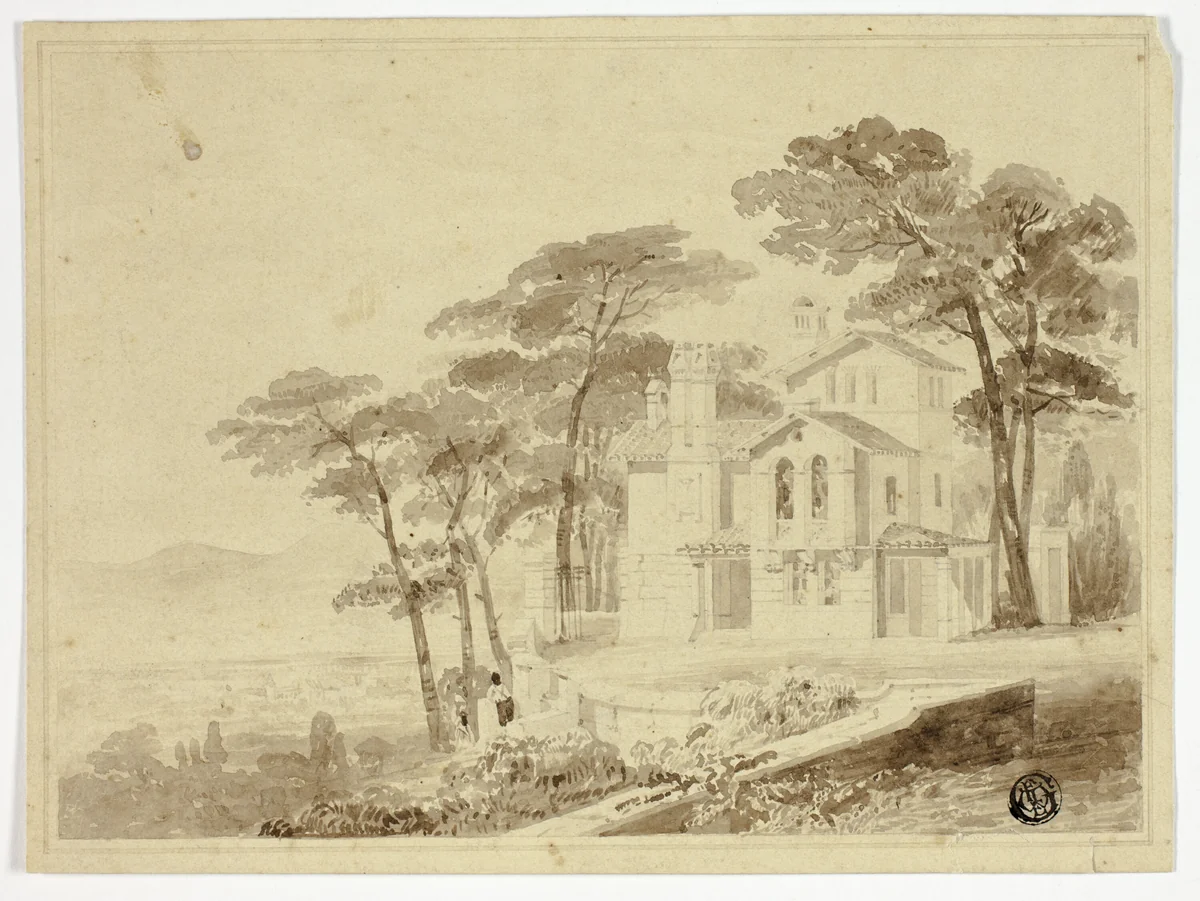 Villa in Naples by Thomas Allom, drawing, 1824-1872