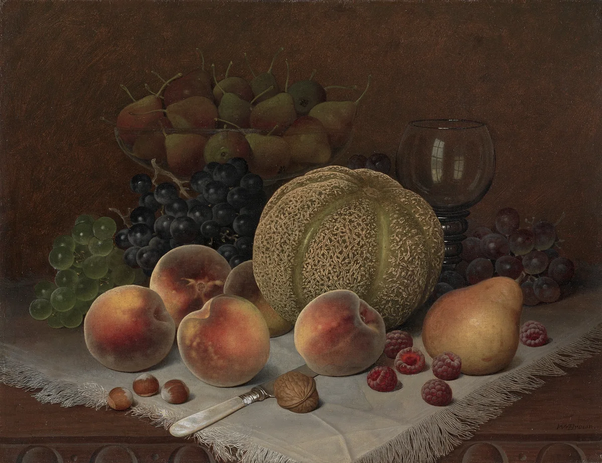 Still Life with Cantaloupe by William Mason Brown, painting, 1875-1885