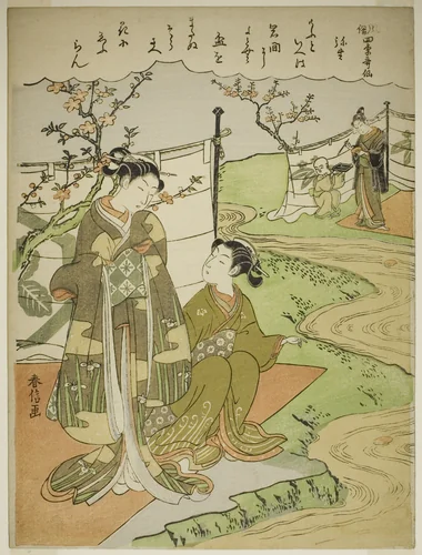 The Third Month (Yayoi), from the series "Popular Versions of Immortal Poets in Four Seasons (Fuzoku shiki kasen)" by Suzuki Harunobu (鈴木春信), print, 1763-1770