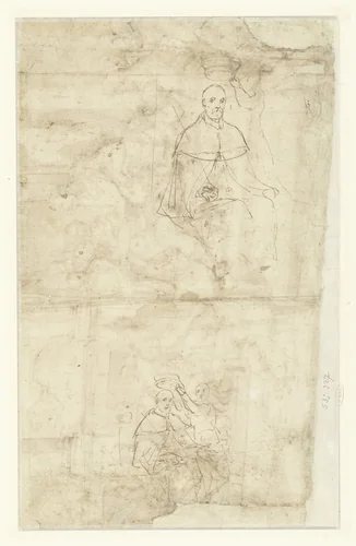 Twee schetsen van een kroning by Unknown, drawing, 1538-1590