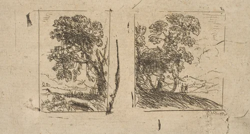 The Two Landscapes by Claude Lorrain, print, 1625-1635