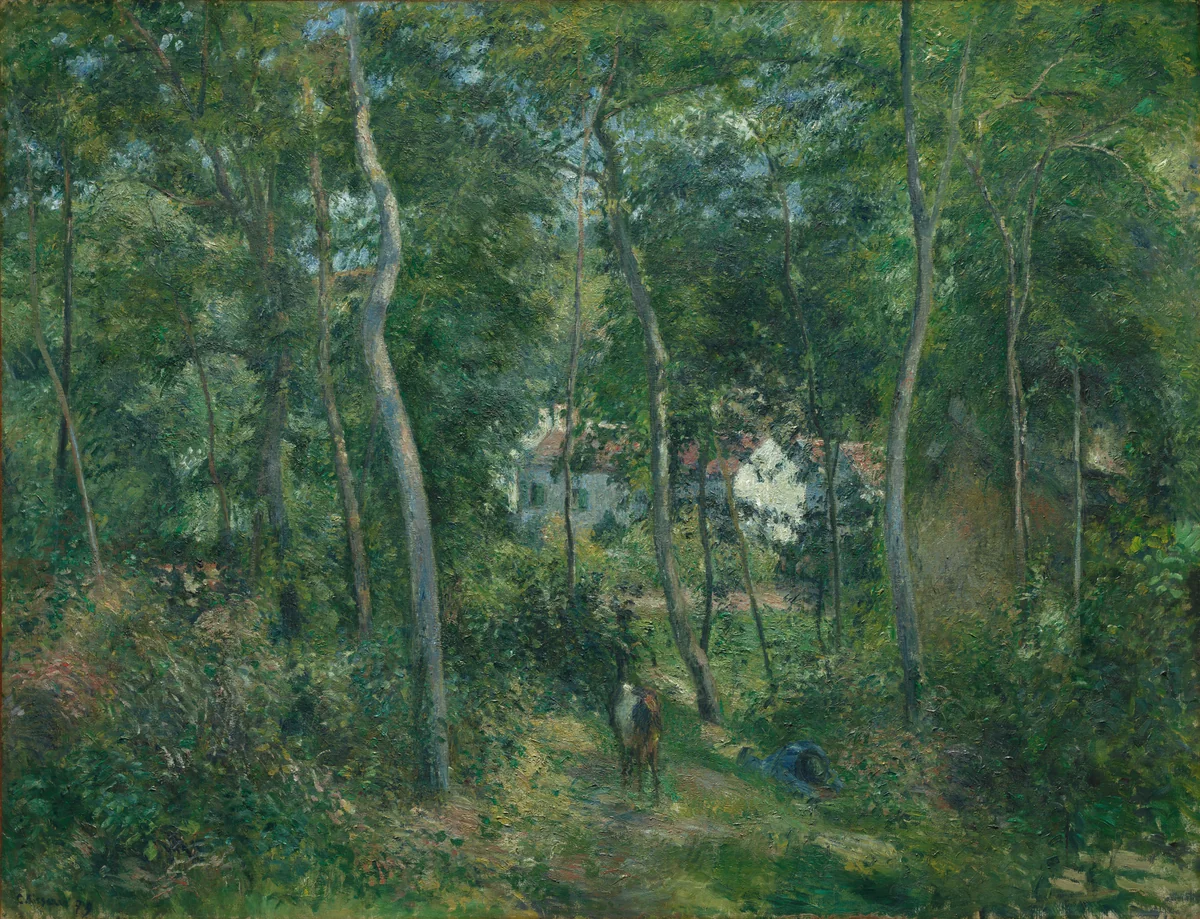 Edge of the Woods Near L'Hermitage, Pontoise by Camille Pissarro, painting, 1879