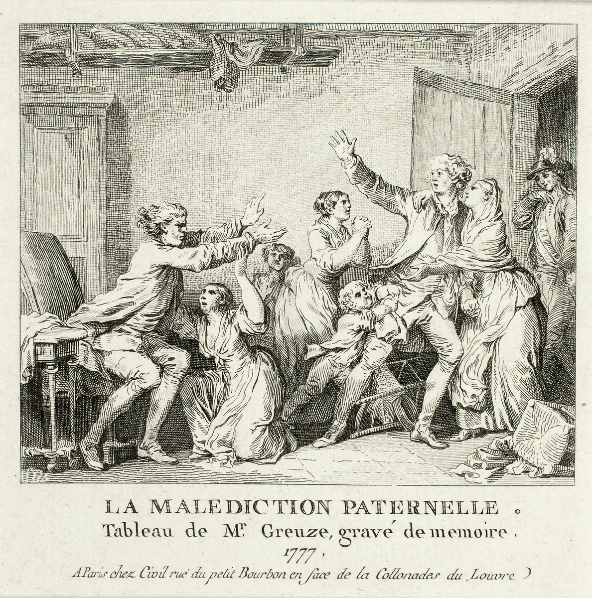 Paternal Curse by Jean Michel Moreau, print, 1777-1778