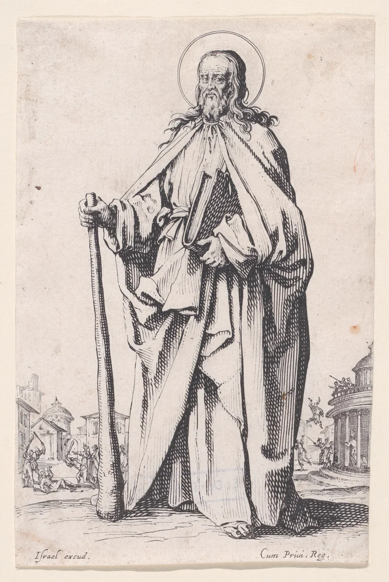 St. James Minor, from "Les Grands Apôtres Debout, Représentant Le Sauveur, La Bienheureuse Marie et Les Saints Apôtres" (The Large Standing Apostles, Representing The Savior, The Blessed Mary and The Apostles) by Jacques Callot, print, 1631
