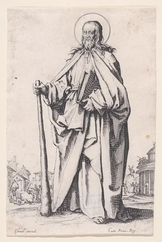 St. James Minor, from "Les Grands Apôtres Debout, Représentant Le Sauveur, La Bienheureuse Marie et Les Saints Apôtres" (The Large Standing Apostles, Representing The Savior, The Blessed Mary and The Apostles) by Jacques Callot, print, 1631
